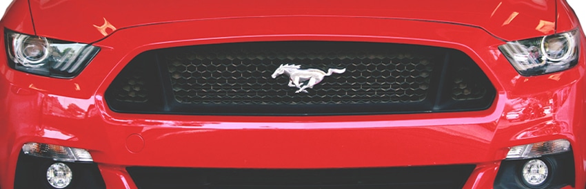 Mustang red front grill and lights